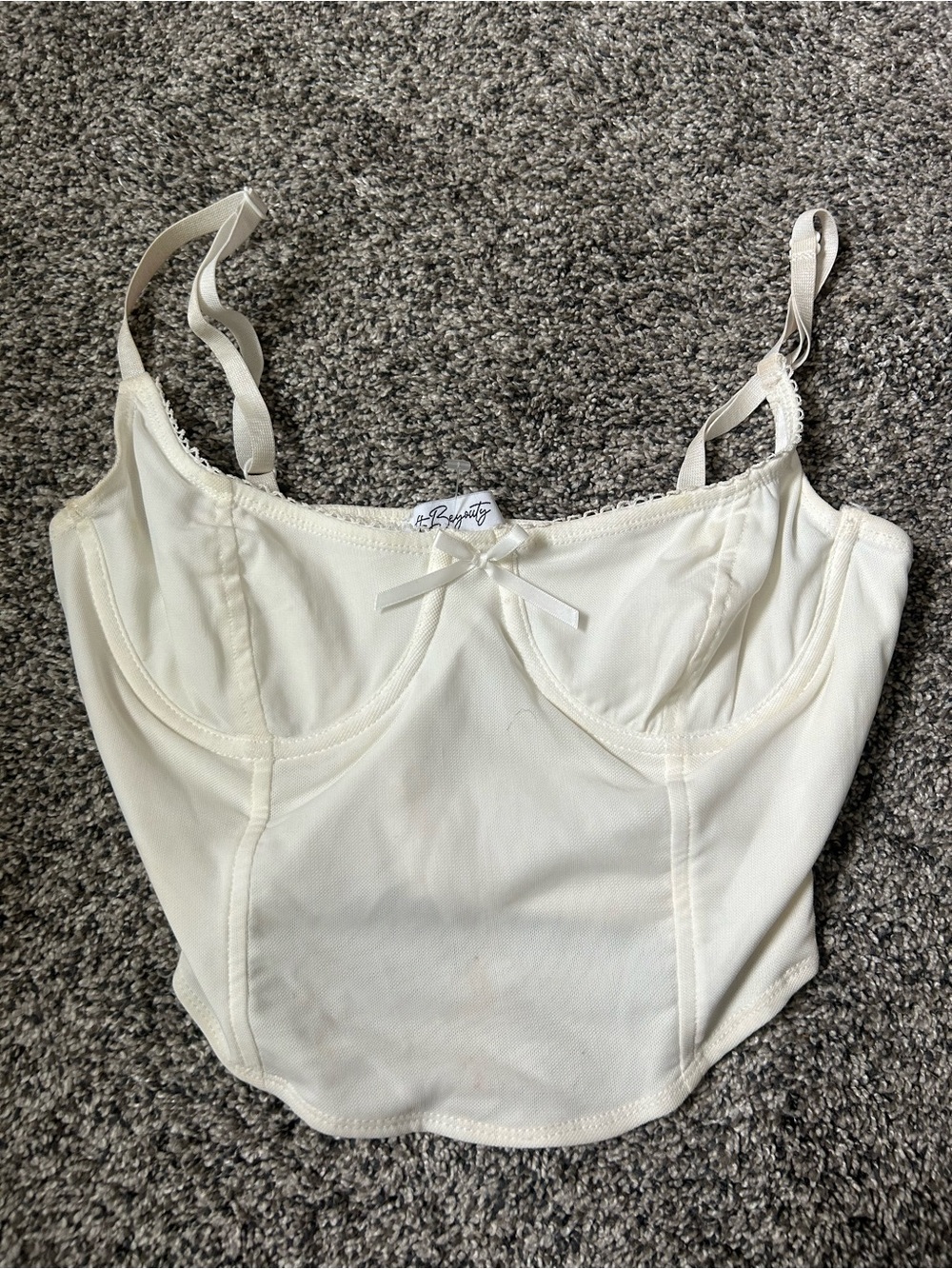 Cream Bustier Tank with Bow Detail